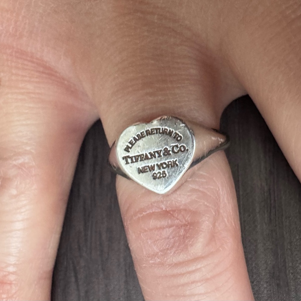 Tiffany & Co. Silver Engraved Heart Ring